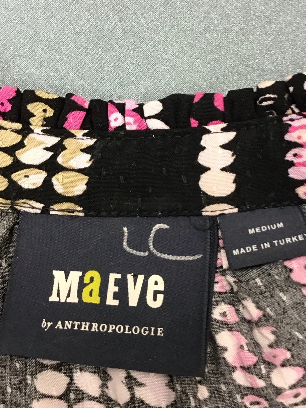 Maeve Black Blouse with Pink and Cream Vertical Dot Stripes - Picture 6 of 6